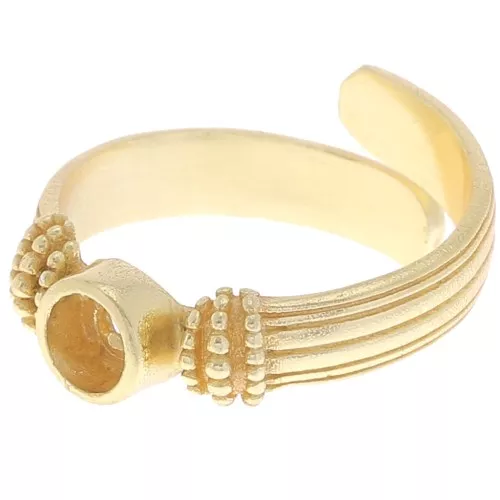 Anillo engastado con cabujón base plana 4 mm - Talla 48 a 54 - Dorado x1