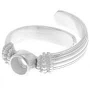 Anillo con cabujón engastado en la parte inferior plana 4 mm - Talla 48 a 54 - Plata x1|raw }}