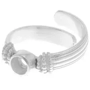 Anillo con cabujón engastado en la parte inferior plana 4 mm - Talla 48 a 54 - Plata x1