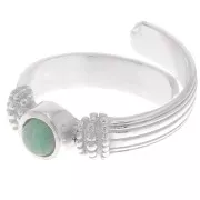 Anillo con cabujón engastado en la parte inferior plana 4 mm - Talla 48 a 54 - Plata x1