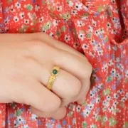 Anillo con cabujón engastado en la parte inferior plana 4 mm - Talla 48 a 54 - Plata x1