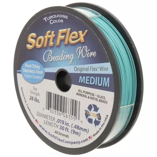Cable metálico 49 hebras 0,48 mm - Soft Flex Medium - Verde turquesa x9m