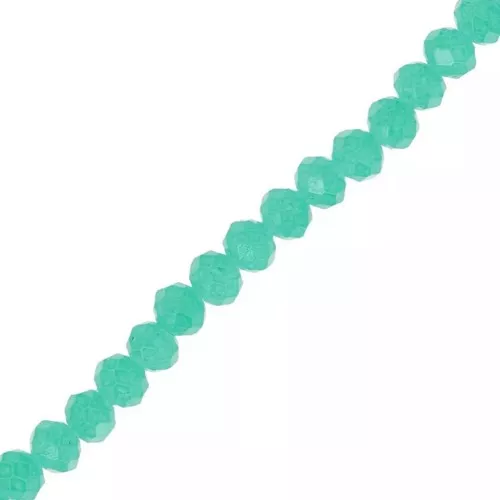 Cuentas facetadas redondas - redondas aplanadas 4x3,5 mm - Turquesa verde x40cm