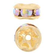 Perla rondel Strass 5 mm dorado/Crystal AB x4
