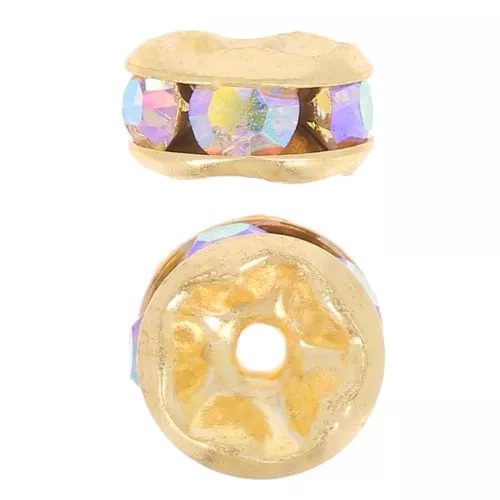 Perla rondel Strass 5 mm dorado/Crystal AB x4