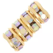 Perla rondel Strass 5 mm dorado/Crystal AB x4