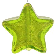 Estrella Murano hoja de oro 13 mm Verde x1