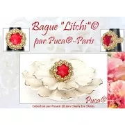 Cabujón de vidrio redondo de Puca® 18 mm - Fresa helada x1