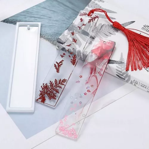 Molde de silicona para hacer un marcapáginas rectangular en resina 14x2,8 cm