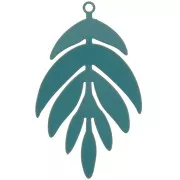 Colgante Hoja 40x24 mm - Azul Pavo Real x1