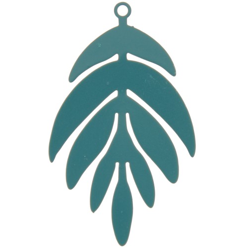 Colgante Hoja 40x24 mm - Azul Pavo Real x1