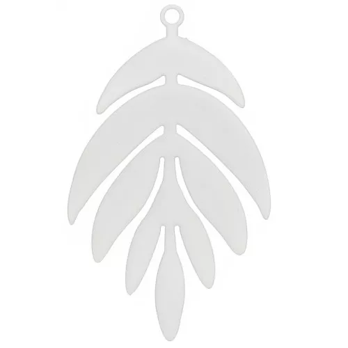 Colgante hoja tintada 40x24 mm - Blanco x1
