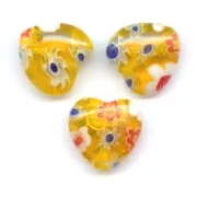 Corazones  Millefiori 10 mm Amarillo naranja x5