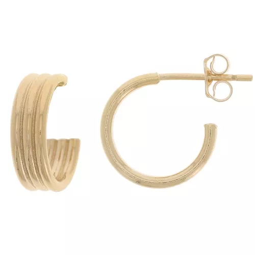 Pendientes de aro ancho abierto Gold filled 3 vueltas 12 mm x 2