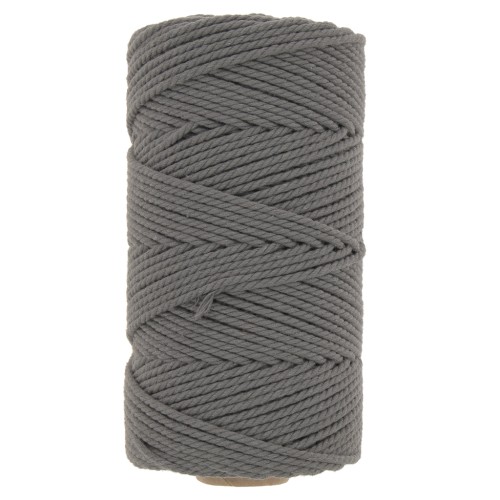 Bobina de cordón de macramé de algodón 2 mm - Gris oscuro x100m