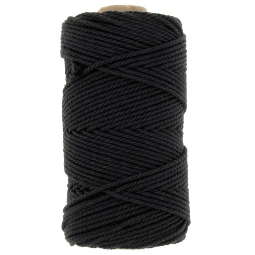 Bobina de cordón de macramé de algodón 2 mm - Negro x100m