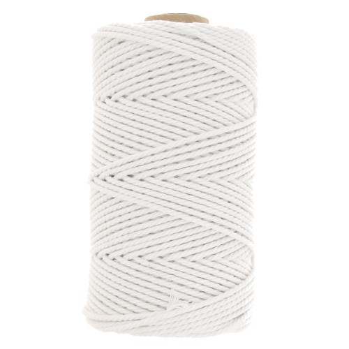Bobina de Cordón de Macramé de Algodón 2mm - Blanco x100m