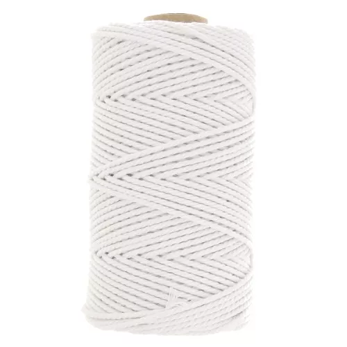 Bobina de Cordón de Macramé de Algodón 2mm - Blanco x100m