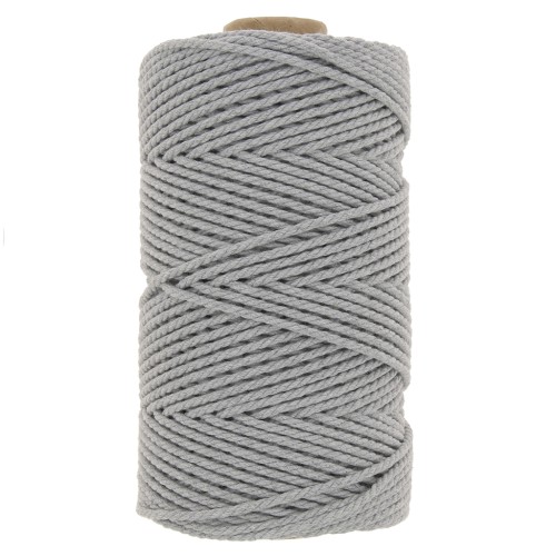 Bobina de cordón de macramé de algodón 2 mm - Gris claro x100m