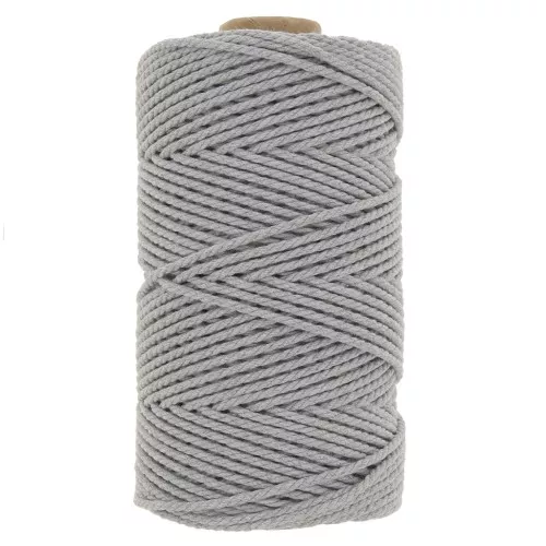 Bobina de cordón de macramé de algodón 2 mm - Gris claro x100m