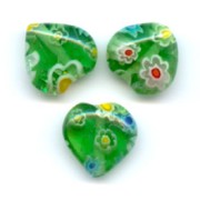 Corazones  Millefiori 10 mm Verde x5|raw }}