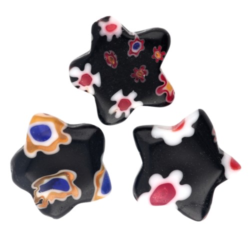 Estrellas Millefiori 10 mm Negro x5