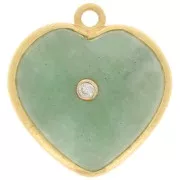 Colgante corazón 18x16 mm - gema y óxido de circonio - Oro - Amazonita