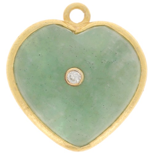 Colgante corazón 18x16 mm - gema y óxido de circonio - Oro - Amazonita