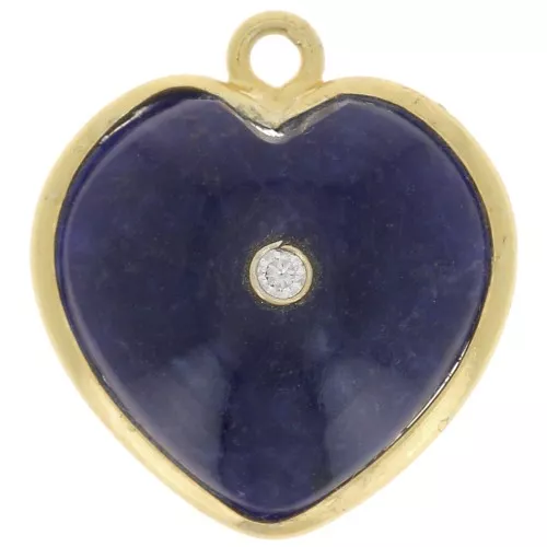 Colgante corazón 18x16 mm - gema y óxido de circonio - Oro - Sodalita