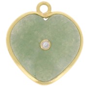 Colgante corazón 18x16 mm - gema y óxido de circonio - Oro - Aventurina