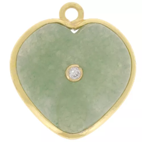 Colgante corazón 18x16 mm - gema y óxido de circonio - Oro - Aventurina