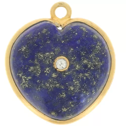 Colgante corazón 18x16mm - gema y óxido de circonio - Oro - Lapislázuli
