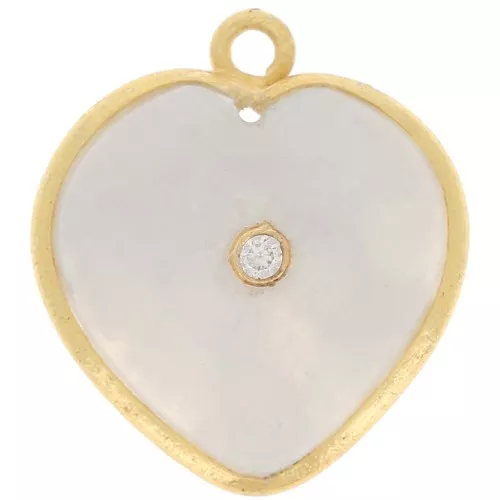 Colgante Corazón 18x16 mm gema y óxido de circonio - Oro - Piedra luna