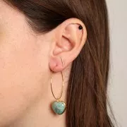 Colgante Corazón 18x16 mm gema y óxido de circonio - Oro - Piedra luna