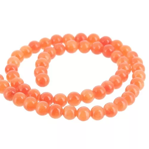 Cuentas redondas 6,5 mm - imitación gema teñida Jade - Naranja x39cm
