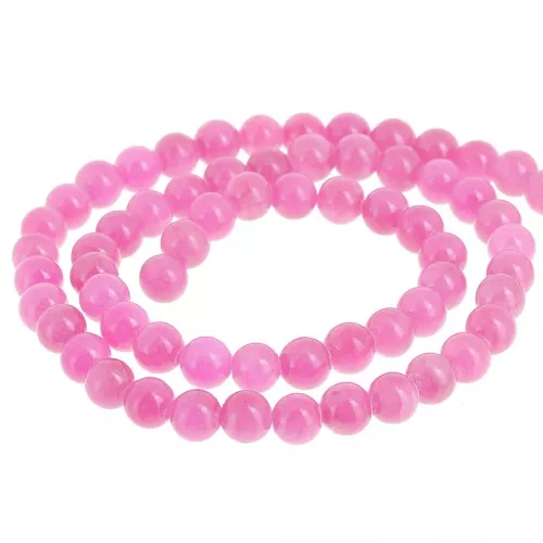 Cuentas redondas 6,5 mm imitación piedra preciosa Jade - Rosa x39cm