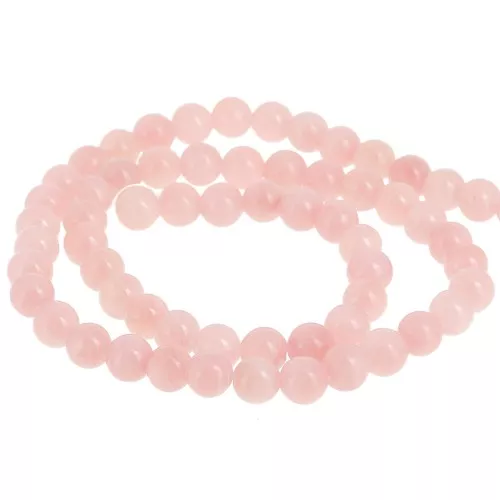 Cuentas redondas 6.5 mm - imitación gema teñida Jade - Rosa viejo x39cm