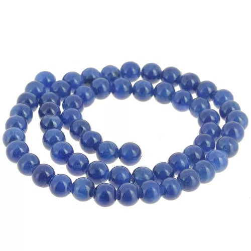 Cuentas redondas 6.5 mm - imitación gema teñida Jade - Azul Oscuro x39cm