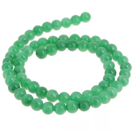 Cuentas redondas 6,5 mm - imitación gema teñida Jade - Verde x39cm