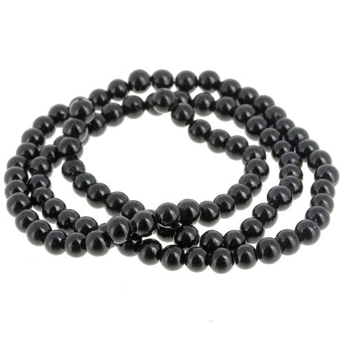 Cuentas redondas 4.5 mm - imitación gema Jade - Negro x39cm
