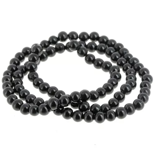 Cuentas redondas 4.5 mm - imitación gema Jade - Negro x39cm
