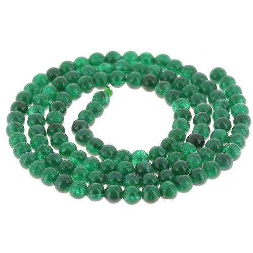 Cuenta de gema redonda 3.5mm - Jade tintado - Verde oscuro x38cm