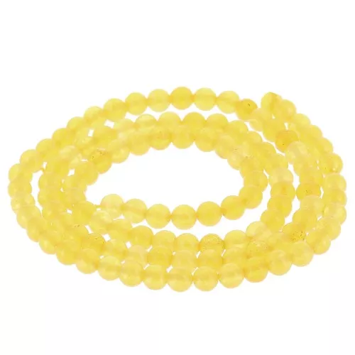 Cuenta de gema redonda 3.5mm - Jade tintado - Amarillo x38cm