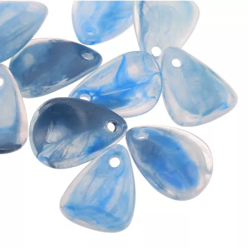 Pétalos de flor lisos de 17 mm en acrílico - Mármol azul x15