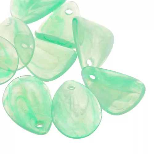Pétalos de flor lisos de 17 mm en acrílico - Mármol verde x15