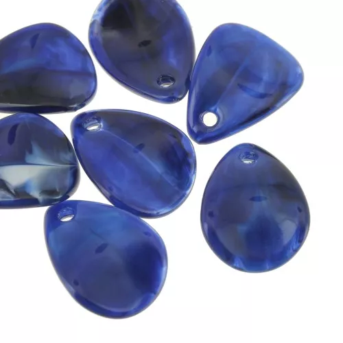 Pétalos de flores lisos de 17 mm en acrílico - Midnight Blue Marble x15