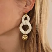 Eslabón Acrílico Torcido Ovalado 29x21 mm - Crema x1