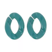 Eslabón acrílico trenzado ovalado 29x21 mm - Azul pato x1