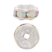 Perla rondel Strass 6 mm plateado/Crystal AB x4|raw }}