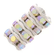 Perla rondel Strass 6 mm plateado/Crystal AB x4